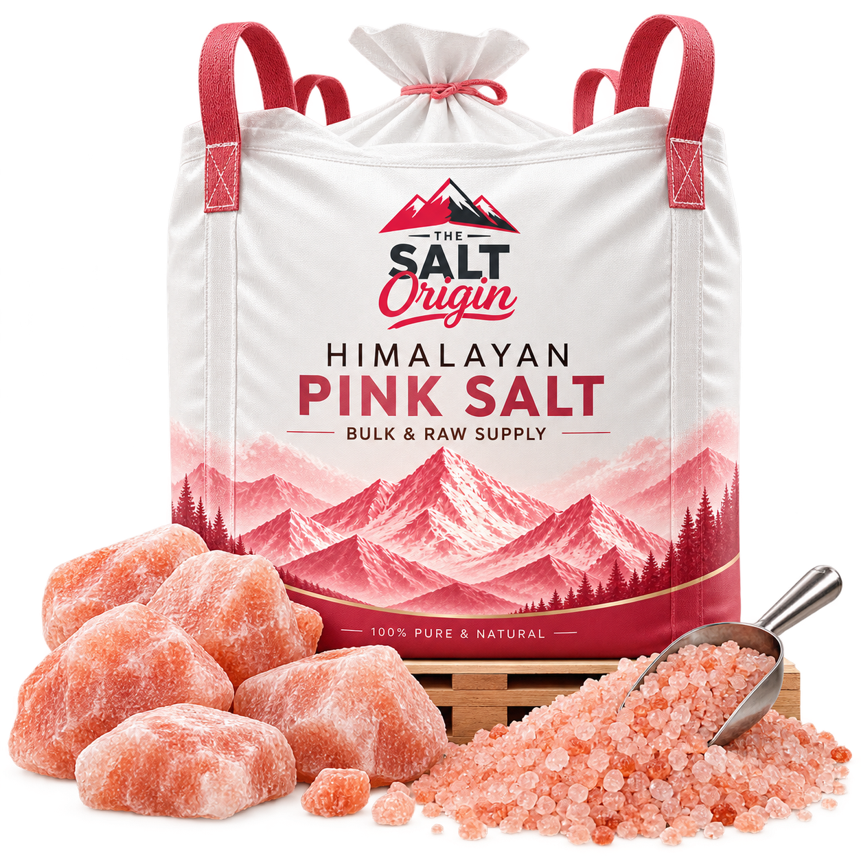 Bulk and raw Himalayan pink salt product family