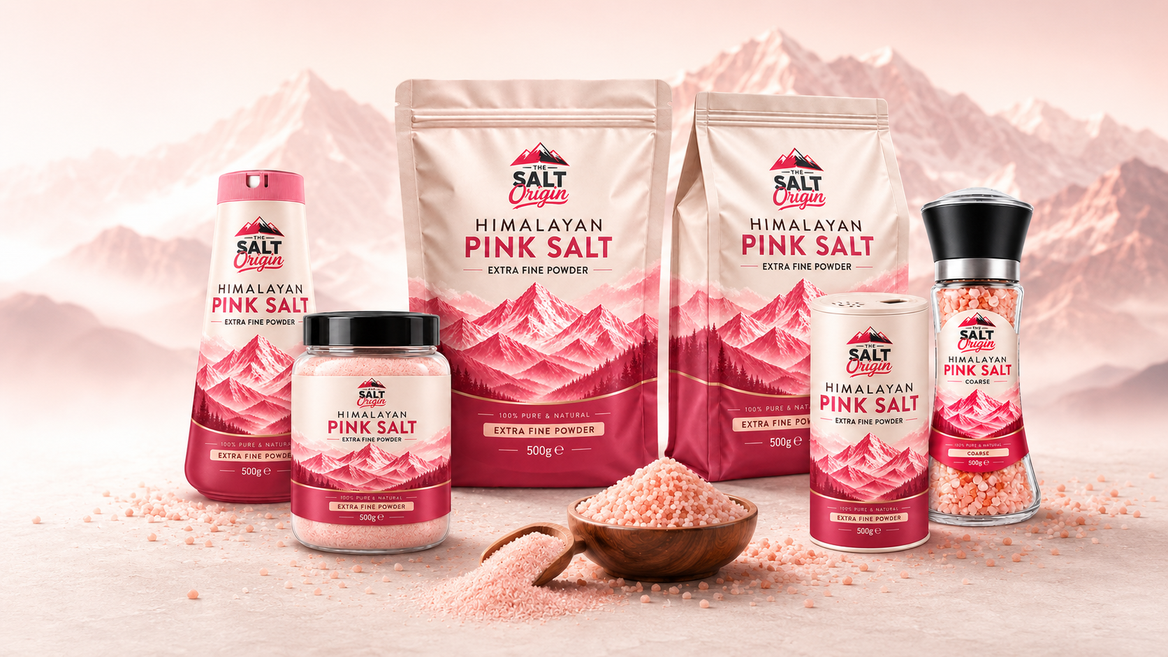 Edible Himalayan pink salt collection